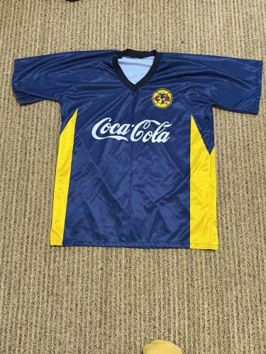 Vintage Club America Away Blue Yellow Jersey Coca-Cola Corona Men's Size Large