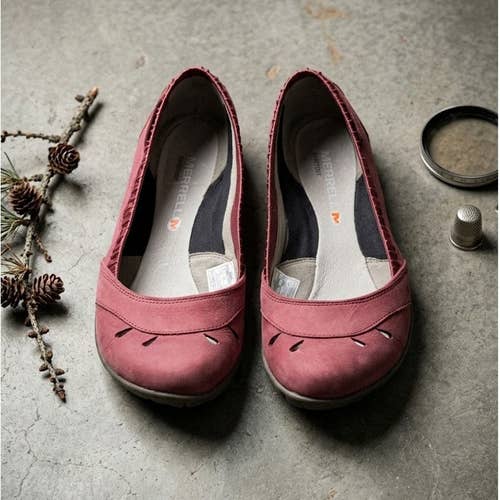 Merrell Barefoot Blushing Womens Leather Slip On Flats Pink Size 7 Zero Drop