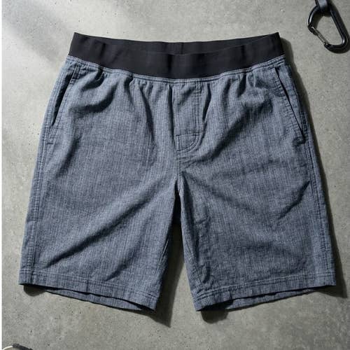 prAna Men's Large Textured Climbing Yoga Lounge Shorts UPF 50+ sun Pull On