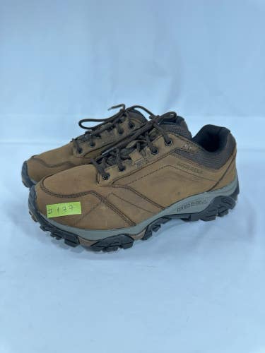 #177 Merrell Shoes Mens Size 8 Brown Leather Trail Hiking Vibram Sneakers J91827