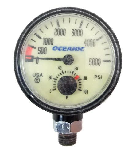 Oceanic 5000 PSI SPG Submersible Pressure Gauge + Thermometer 5,000 Scuba #5744