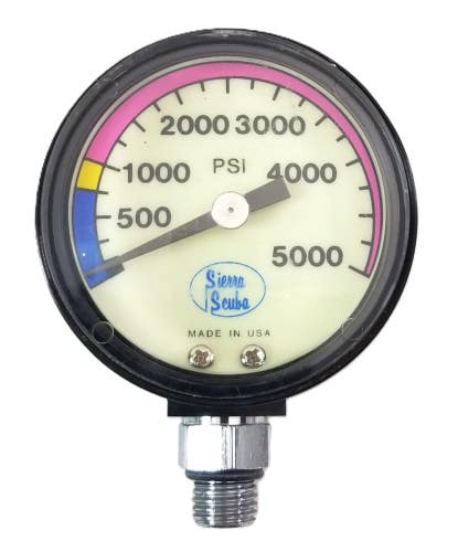 Sierra Scuba 5000 PSI SPG Submersible Pressure Gauge + Thermometer 5,000 Dive