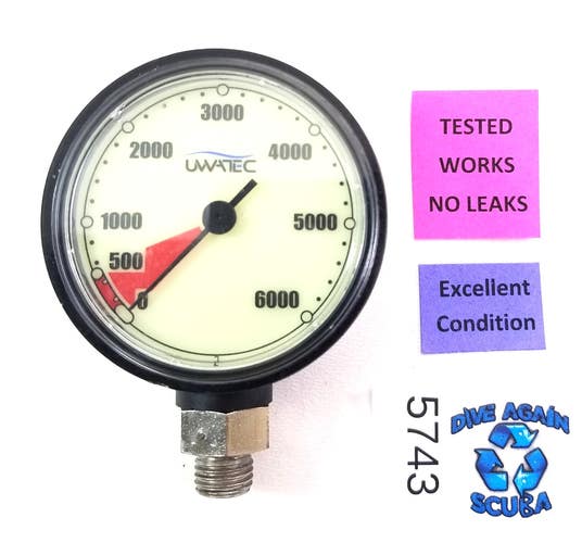 Uwatec Scubapro 6,000 PSI Scuba Dive Pressure Gauge SPG Fits Oceanic Sherwood ++