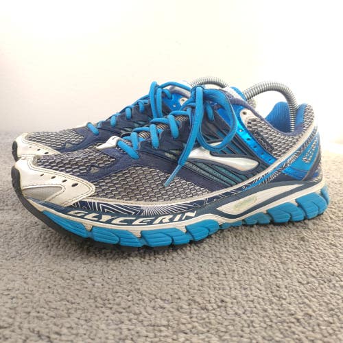 Brooks Glycerin 10 Women Size 10 Running Shoes White Blue Silver Trainers Low