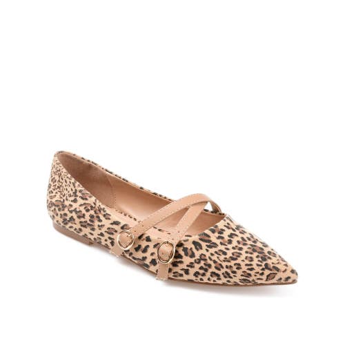Journee Collection Patricia Ballet Flats Women's 8 Brown Leopard Leather RHS9000