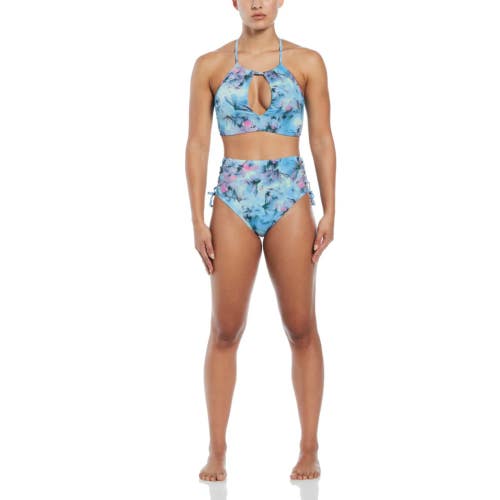Nike Bikini Set Women's Large Multi Floral Lace Up High Waisted Swimwear SRT711
