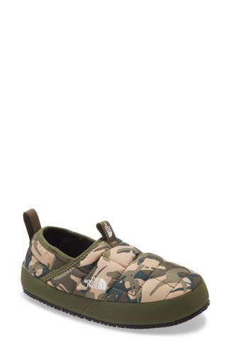The North Face ThermoBall Traction Mule II Kids 2 Green Camo Slippers RHS9058