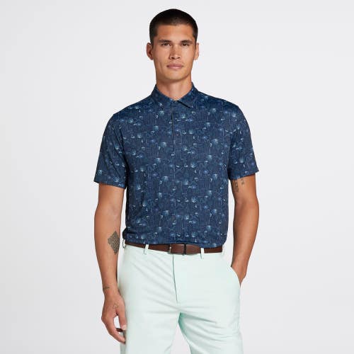 Walter Hagen Performance 11 Polo Shirt Men's S Blue Printed Short Sleeve SRT704