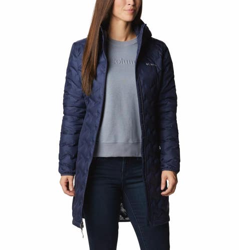 Columbia Delta Ridge Jacket Women's XS Blue Long Down Hooded Full Zip KFC1070