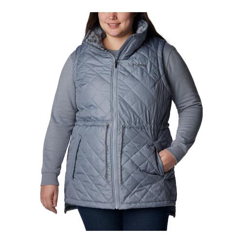 Columbia Copper Crest Mid Vest Women's 1X Plus Gray Fleece Lined Quilted KFC991