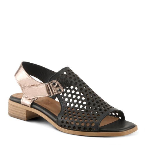 Spring Step Gosset Sandal Womens 7.5 Black Perforated Leather Slingback ZOGG3028
