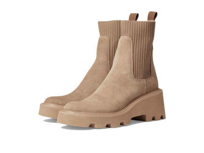 Dolce Vita Hoven H2O Boots Women's 9.5 Mushroom Suede Lug Sole Bootie ZOGG2866