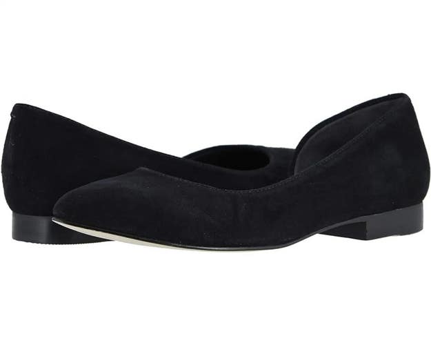 Walking Cradles Raya Ballet Flats Women's US 6 Black Suede Pointed Toe ZOGG2988