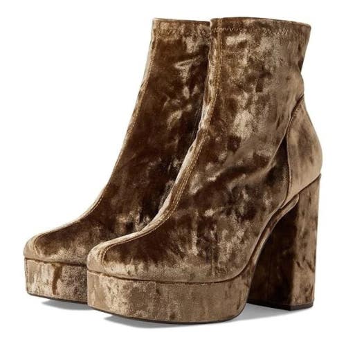 Steve Madden Bianca Boots Women's 10 M Taupe Block Heel Platform Bootie RHS9029