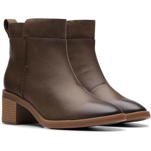 Clarks Lileigh Charm Bootie Women's US 8.5 Brown Leather Ankle Boots ZOGG2889