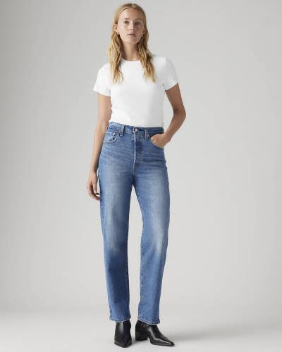 Levi's Ribcage Jeans Womens 29x27 Blue Denim High-Rise Straight Leg Ankle KFC993