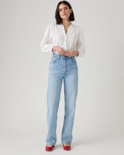 Levi's Ribcage Jeans Women's 31x32 Blue Denim Light Wash Straight Leg KFC1000