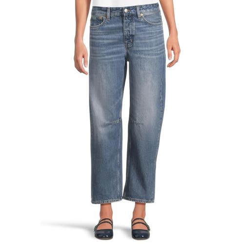 Madewell The Darted Jeans Women's 29 Blue Denim Medium Wash Barrel-Leg KFC1073