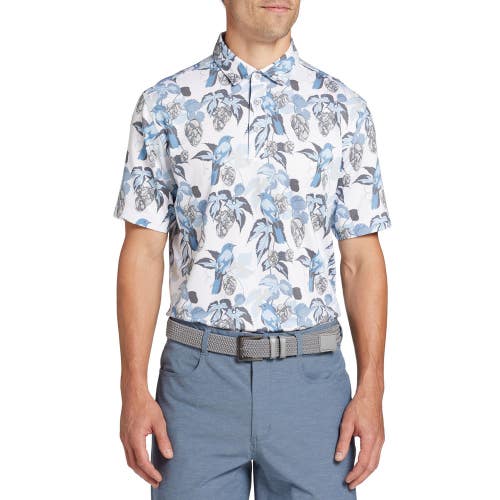 Walter Hagen Perfect 11 Men's Polo Shirt Small White Hops & Birdies Print SRT735