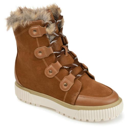 Journee Collection Tru Women's 8.5 Tan Leather Comfort Foam Winter Boots RHS9055