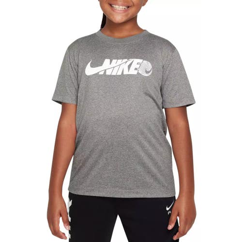 Nike Soccer Legend T-Shirt Kids XL Gray Logo Graphic Dri-FIT Crew Neck SRT744