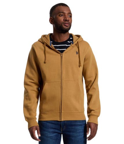 U.S. Polo Assn. Hoodie Men's Small Collegiate Tan Long Sleeve Full Zip JAX1922