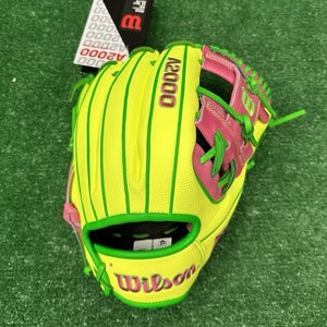 Wilson A2000 11.75" March GOTM 1975 Infield Baseball Glove - Yellow Pink Green