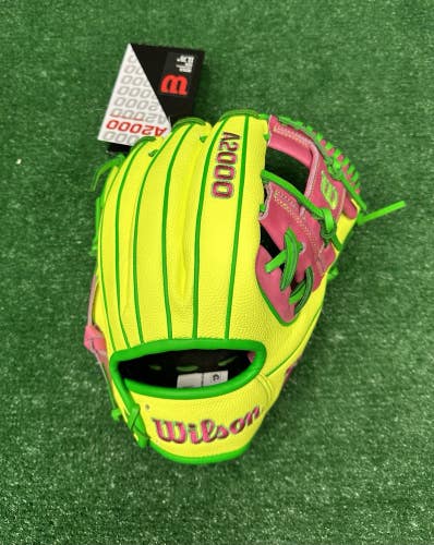 Wilson A2000 11.75" March GOTM 1975 Infield Baseball Glove - Yellow Pink Green