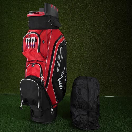 Himal Cart Golf Bag Black / Red T-LOCK uniHimal 14-Way Divider W/ Hood, 40 Tall