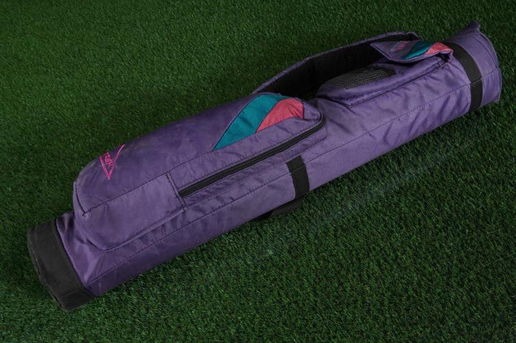 Vintage 80s Datrek Quiver Sunday, Pipe, Carry Golf Bag Purple 2-Way