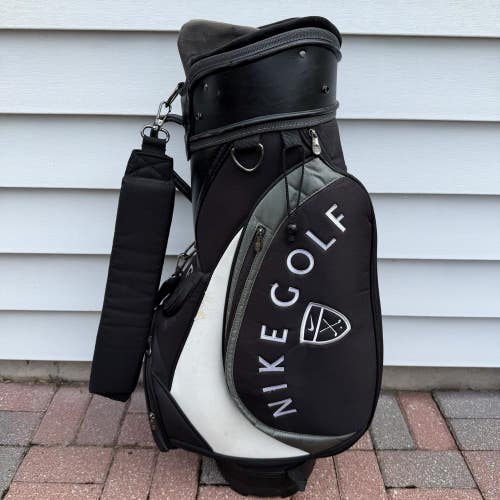 Nike Staff Cart Golf Bag 7 Way Dividers Black White Gray With Raincover