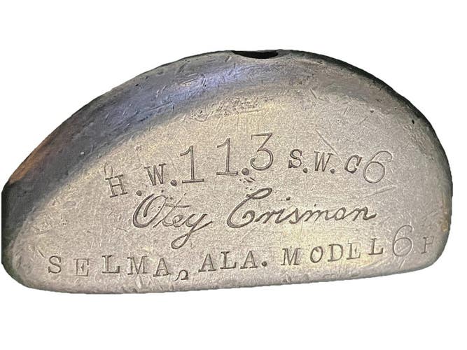 Otey Crisman 6H Hickory Shaft Square Hosel Putter 1940's 33.5 RH Screw Cap EARLY