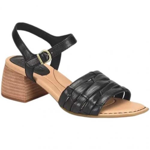 Born Shonie Strappy Womens US 10 Black Leather Block Heels Sandals ZOGG2897