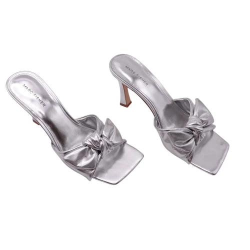Marc Fisher Demar Dress Sandals Women's US 8 Silver Square Toe Heeled ZOGG3179