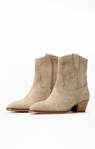 Seychelles Eagle Rock Boots Women's 7.5 M Beige Suede Western Bootie ZOGG3355
