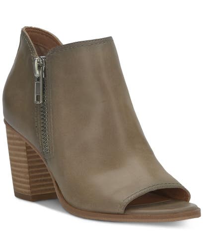 Lucky Brand Joseleen Boots Women's 7.5 B Brown Leather Peep Toe Bootie ZOGG2877