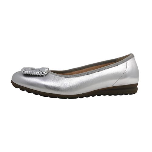 Gabor Ballerina 62.623.10 Womens UK 5.5 Silver Leather Ballet Flat ZOGG3198