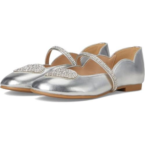 Nina Diaz Ballet Flats Kids 2 Silver Metallic Embellished Slip On Shoes ZOGG3168