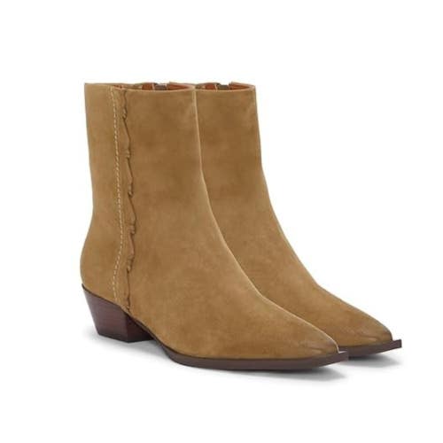 Lucky Brand Shakell Bootie Womens 5 Brown Leather Side Zip Heeled Boots ZOGG3093