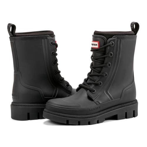 Hunter Diana Rain Boots Women's 8 M Black Waterproof Lace Up Mid Calf ZOGG2925