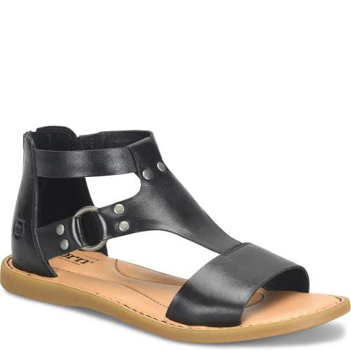 Born Indi BR0071103 Flat Sandal Womens 10 Black Leather Open Toe Casual ZOGG2858