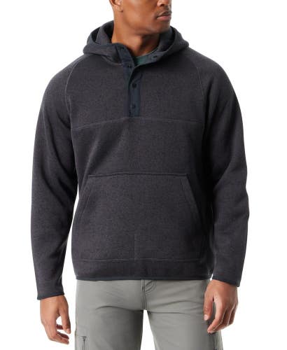 Bass Outdoor Mixed-Media Hoodie Men's M Black Regular Fit Quarter Snap FTS1642