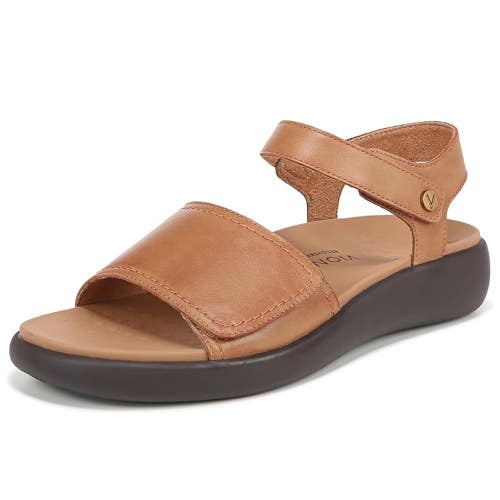 Vionic Awaken Sandals Women's 8 W Brown Leather Round Toe Ankle Strap ZOGG2944