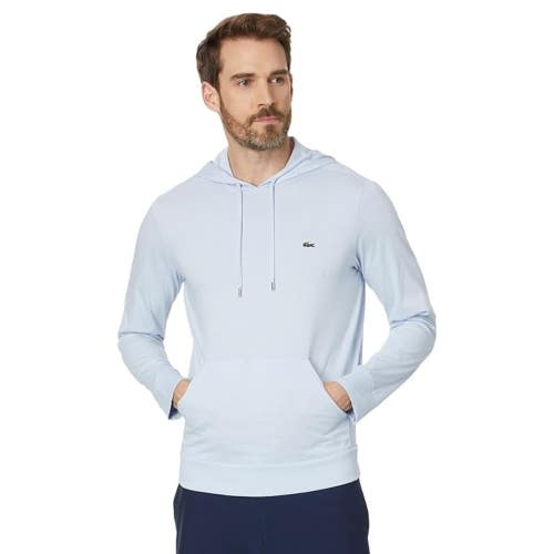 Lacoste Hoodie Men's Small Light Blue Cotton Regular Fit Kangaroo Pocket FTS1663