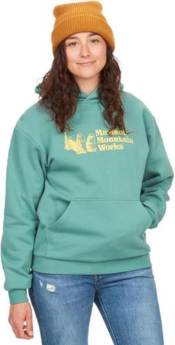 Marmot Mountain Works Hoodie Womens S Blue Agave Graphic Kangaroo Pocket FTS1641