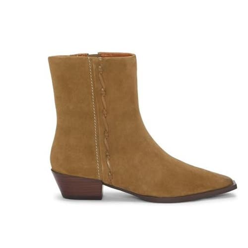Lucky Brand Shakell Boot Womens 7.5 Brown Leather Side Zip Heeled Boot ZOGG3094