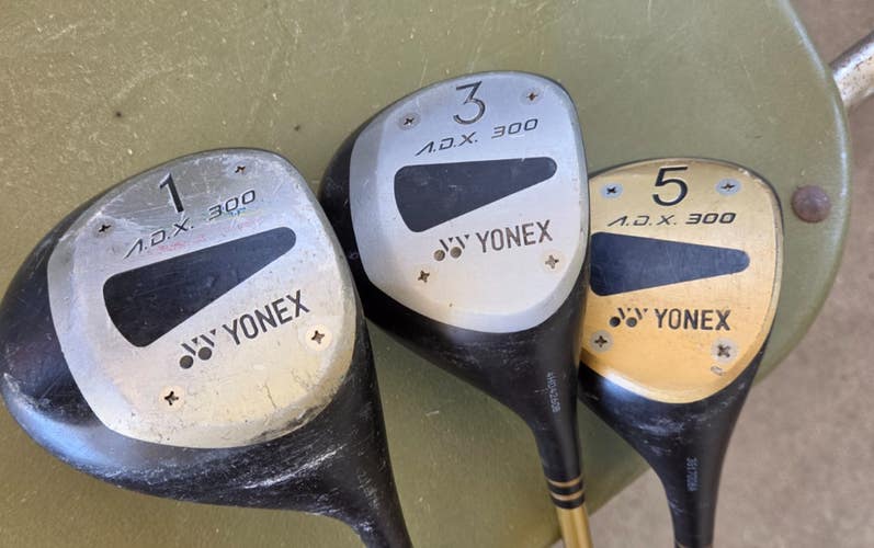 SET 3 YONEX A.D.X. 300 COMPOSITE GOLF WOODS DRIVER 3 & 5 VERY NICE