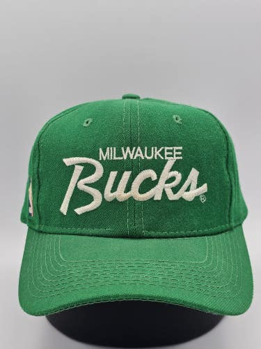 Vintage Milwaukee Bucks Sports Specialties NBA 100% Wool Script Hat Snapback
