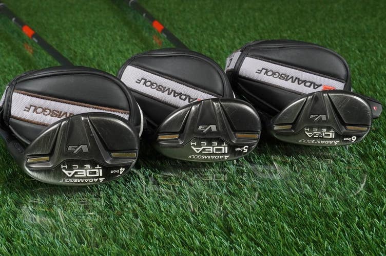 Adams Idea Tech V3 Hybrids Set 4H,5H,6H Bassara 65g Stiff Graphite RH +Covers