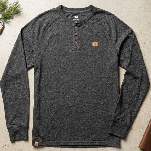 55% Hemp Tentree Mens XL Heather Gray Long Sleeve Henley Shirt Sustainable